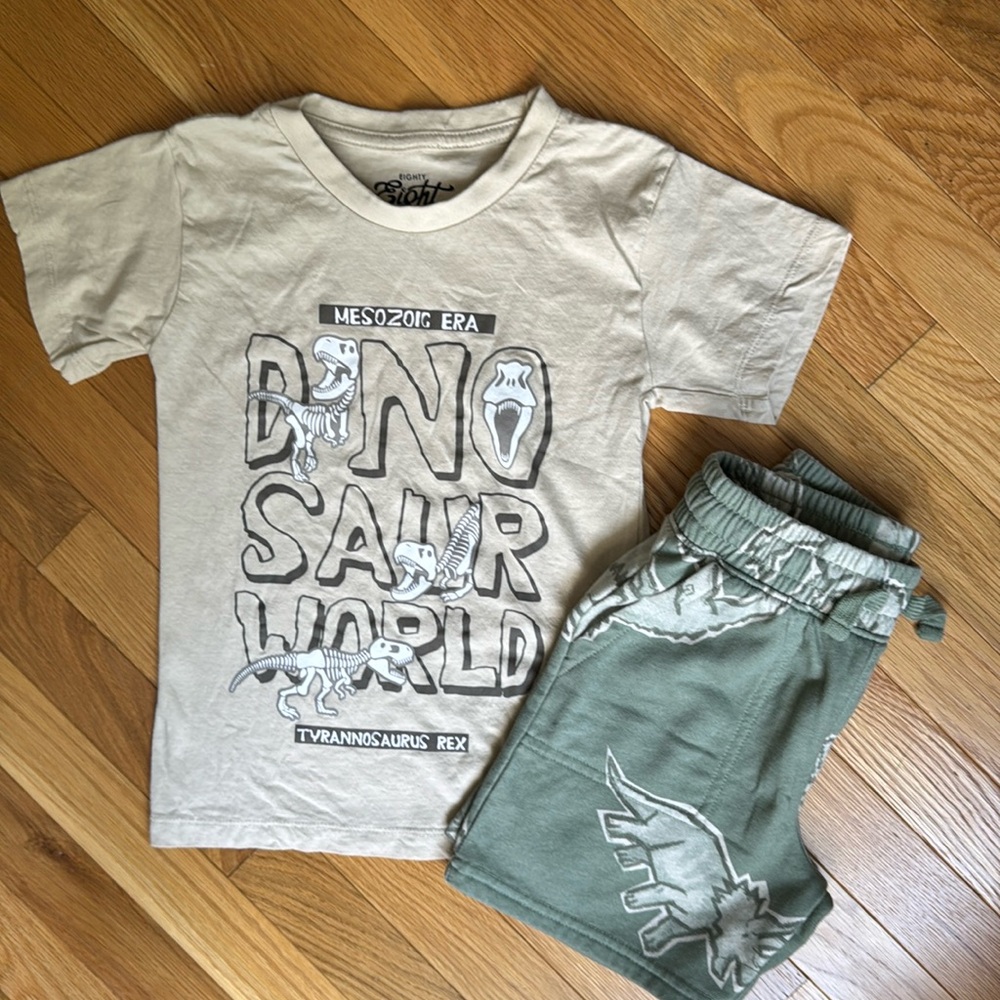Dinosaur Graphic Tee and Shorts Set